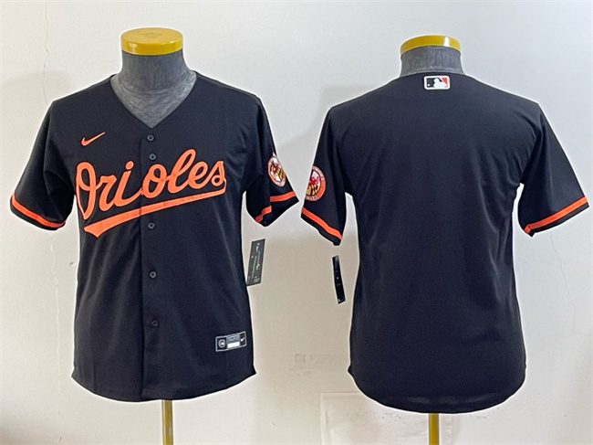Youth Black Baltimore Orioles Blank Cool Base Stitched Baseball Jersey
